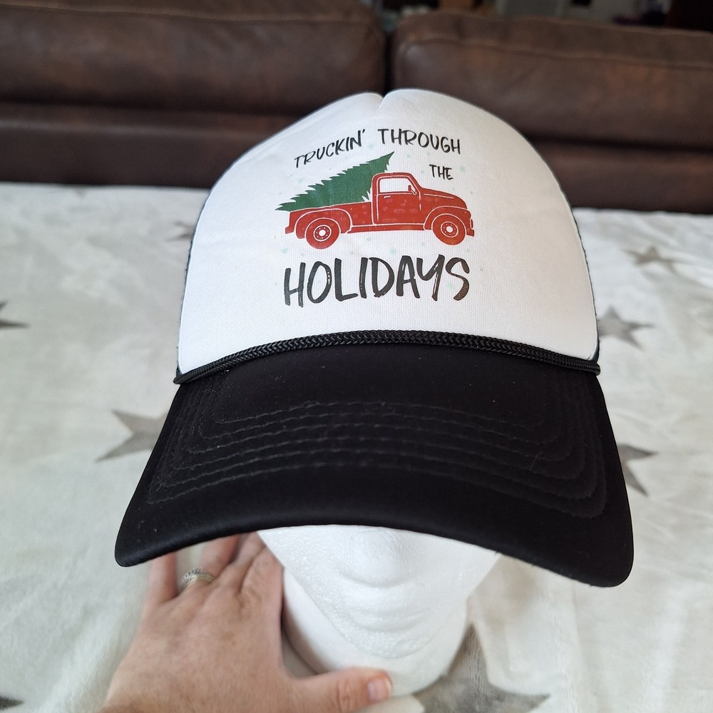 Christmas Baseball Hat Cap Trucking Through The Holidays NWT